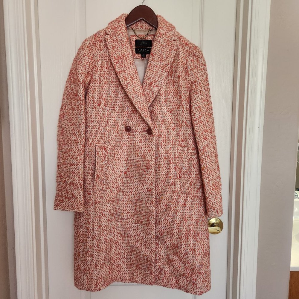J. Crew Daphne Topcoat in Italian Tweed Faded Guava Size 0 pink barbie - Picture 5 of 15